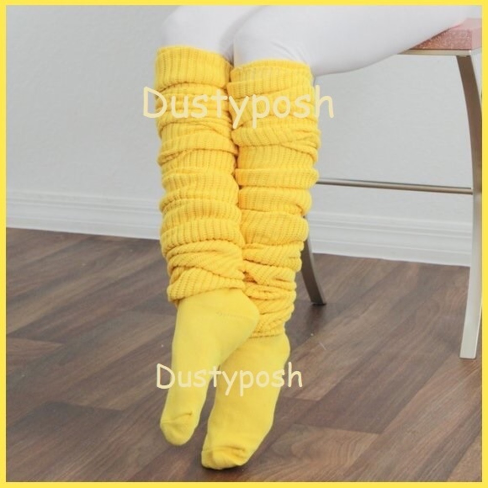 Long Loose Thigh High Socks Over Knee Boot Japanese School Girl Yellow White
